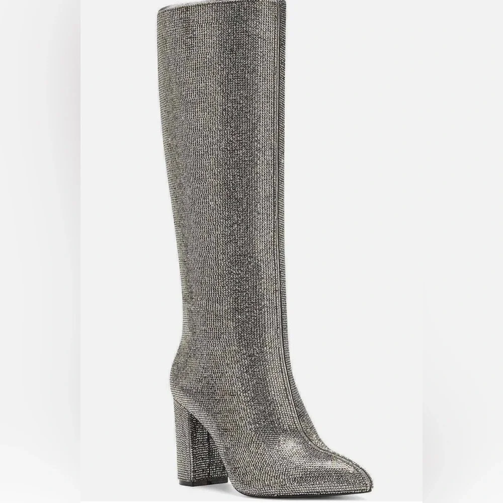 INC Metallic Silver Knee-High Women's Boot